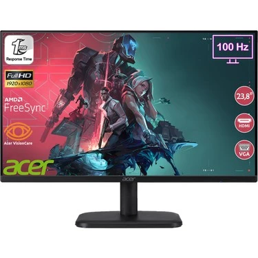 Acer EK241Y UM.QE1EE.H01 23.8" 1 MS 100 Hz HDMI+VGA FreeSync Full HD VA LED Moni